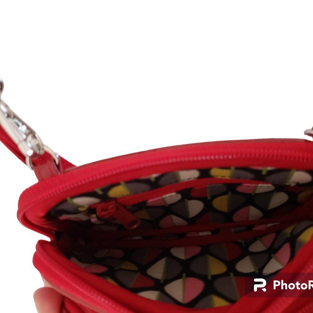 Vera Bradley Dark Red Quilted Wristlet With Crossbody Strap Solid Microfiber - Picture 4 of 6